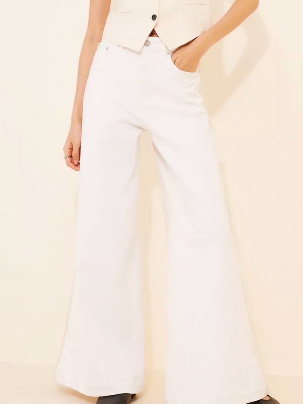 Anthropologie DL1961 White High-Rise Wide-Leg Jeans